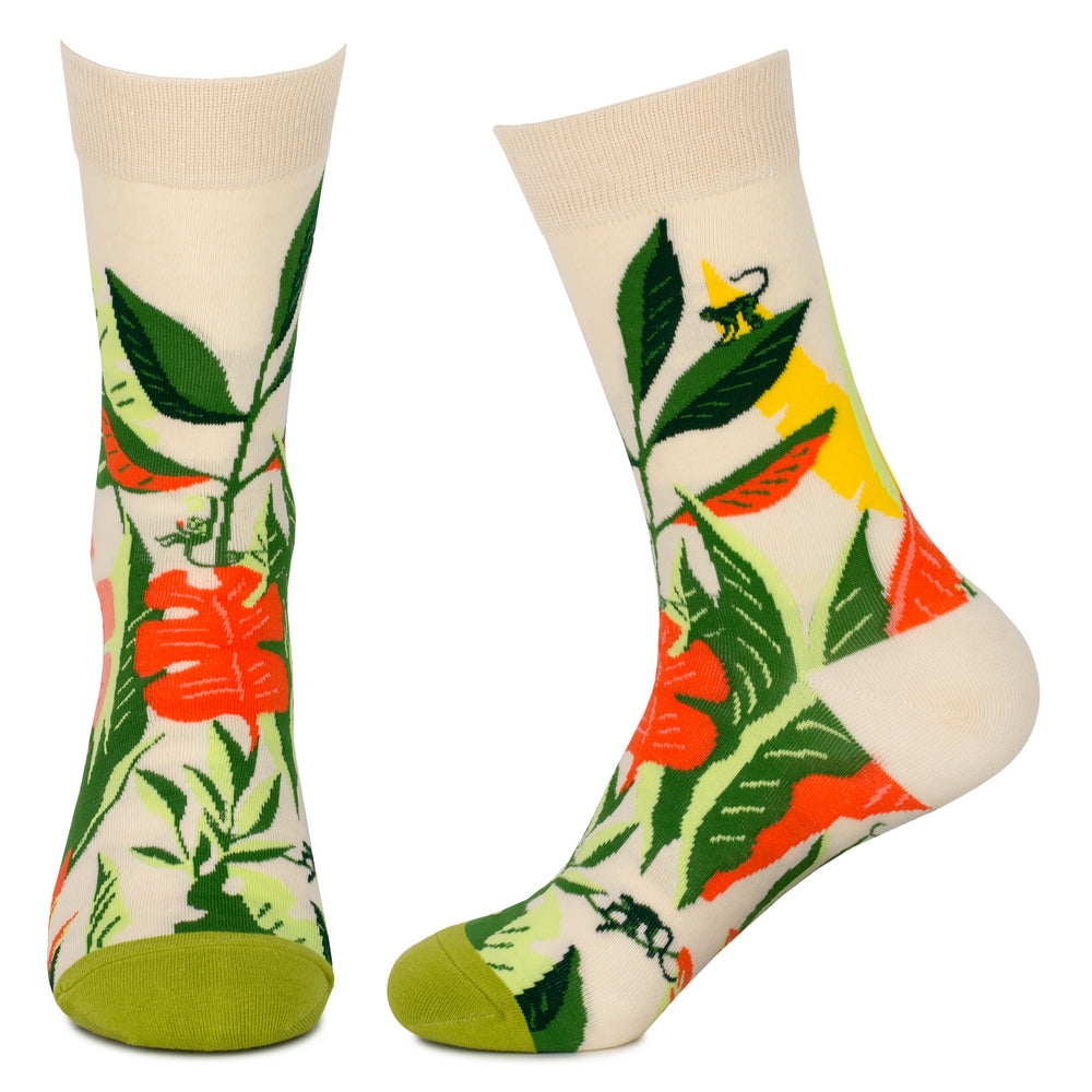 Gents Tropical Foliage Cream Socks