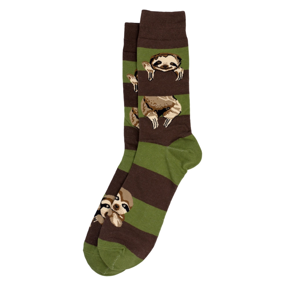 Gents Stripe Sloth Khaki Green Socks