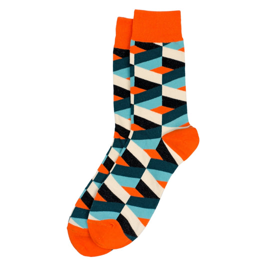 Gents Retro Optic Riband Orange Socks