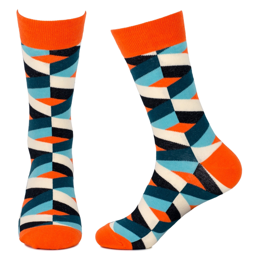 Gents Retro Optic Riband Orange Socks