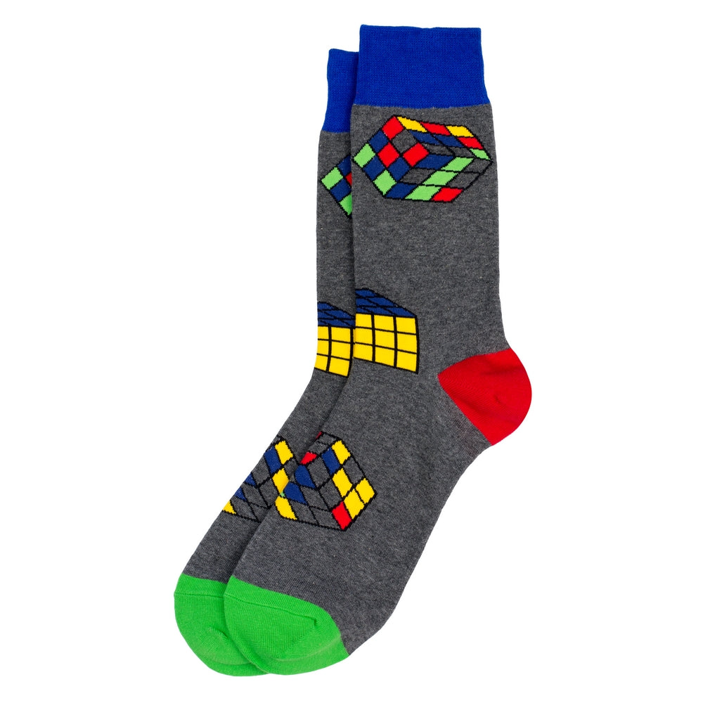 Gents Retro Rubix Cube Grey Socks