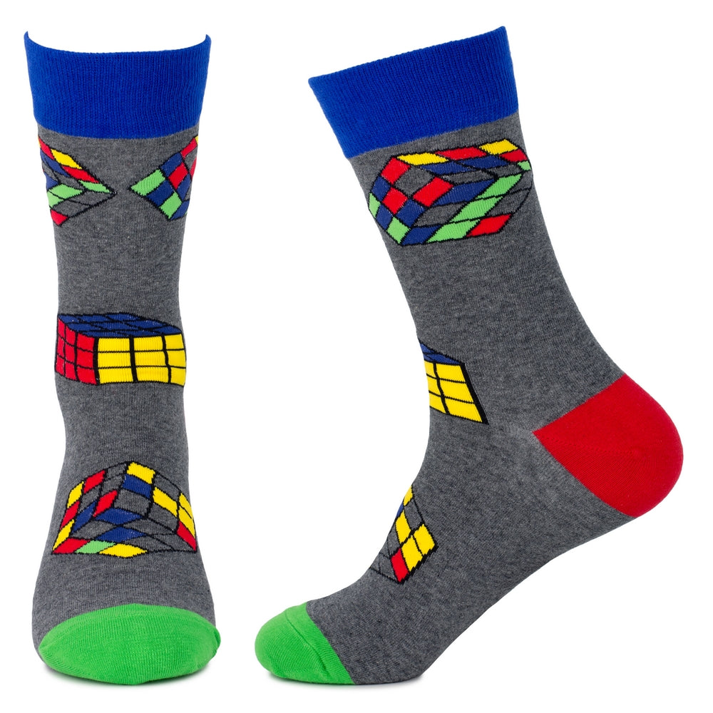 Gents Retro Rubix Cube Grey Socks