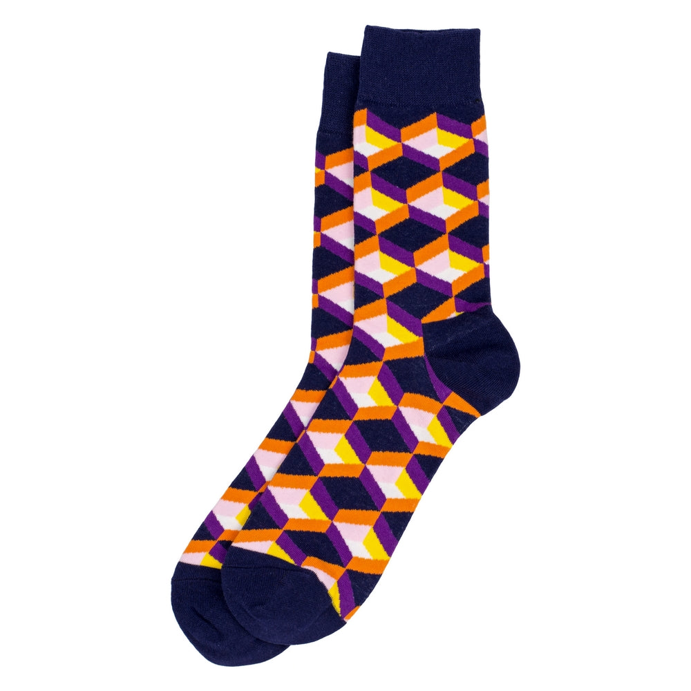 Gents Retro Optic Diamond Shape Purple Socks