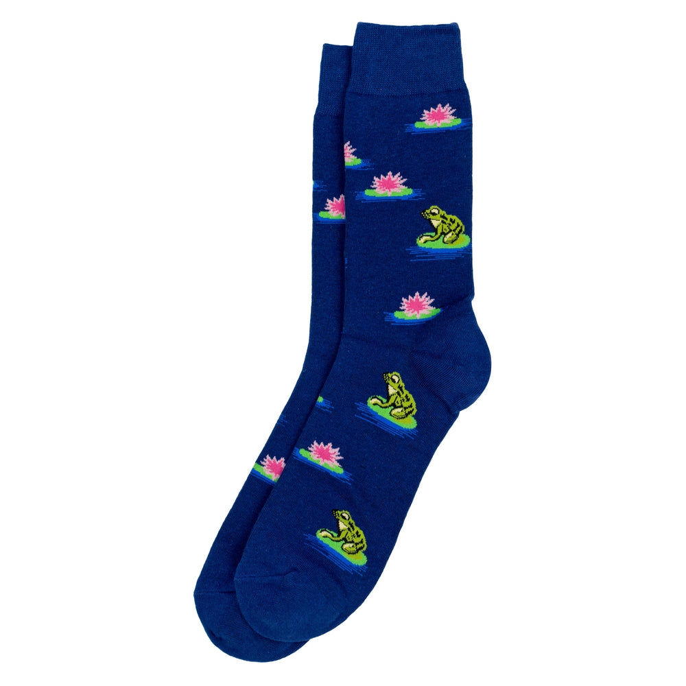 Gents Lotus Frog Blue Socks