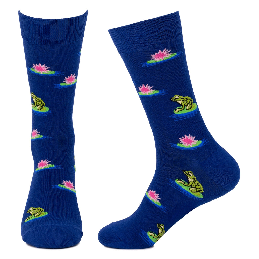 Gents Lotus Frog Blue Socks