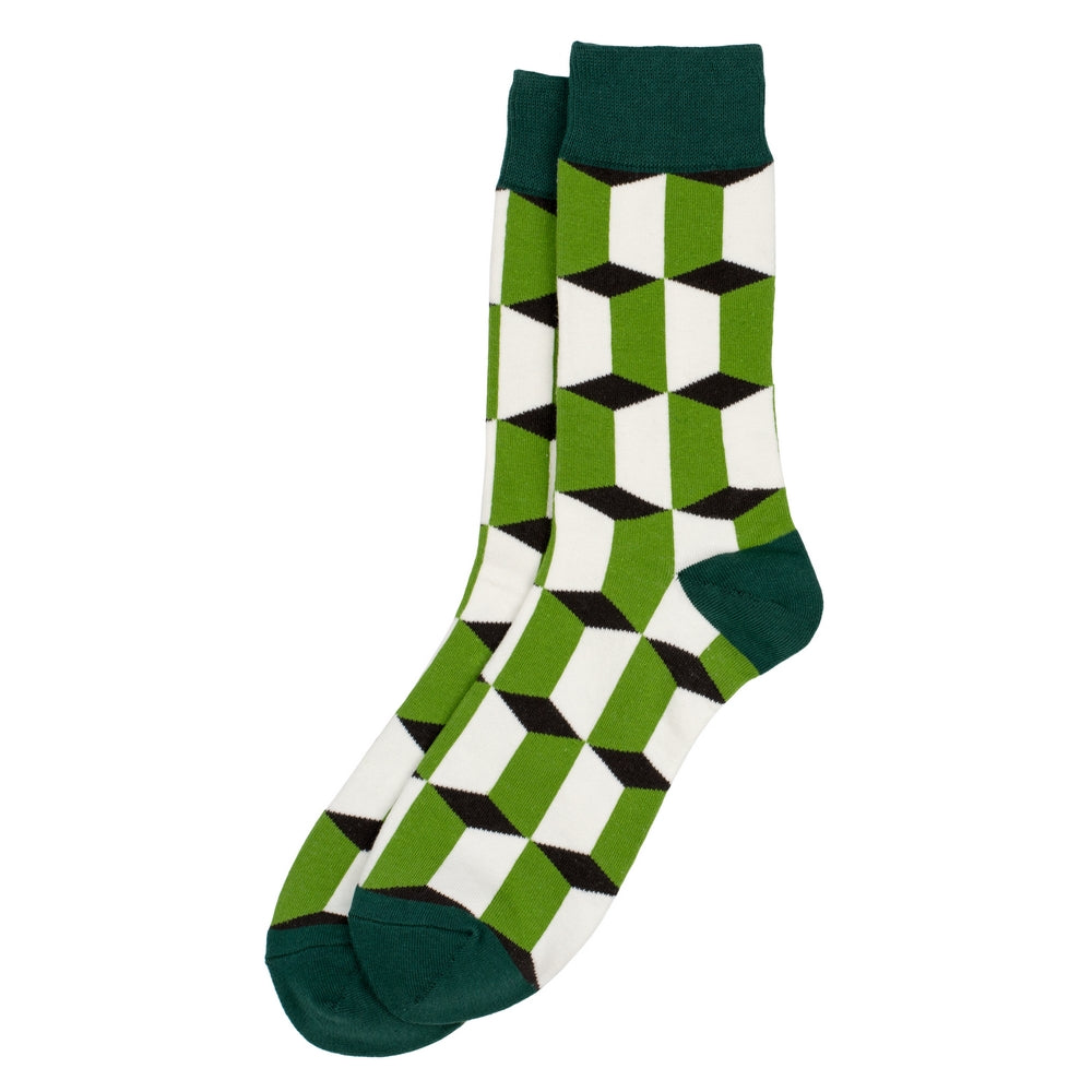 Gents Retro Optic In-Out Green Socks