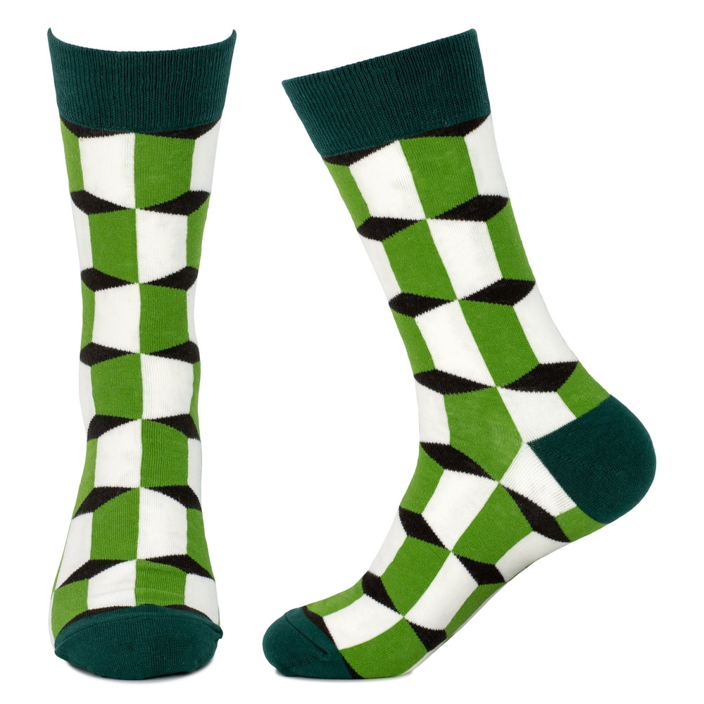 Gents Retro Optic In-Out Green Socks