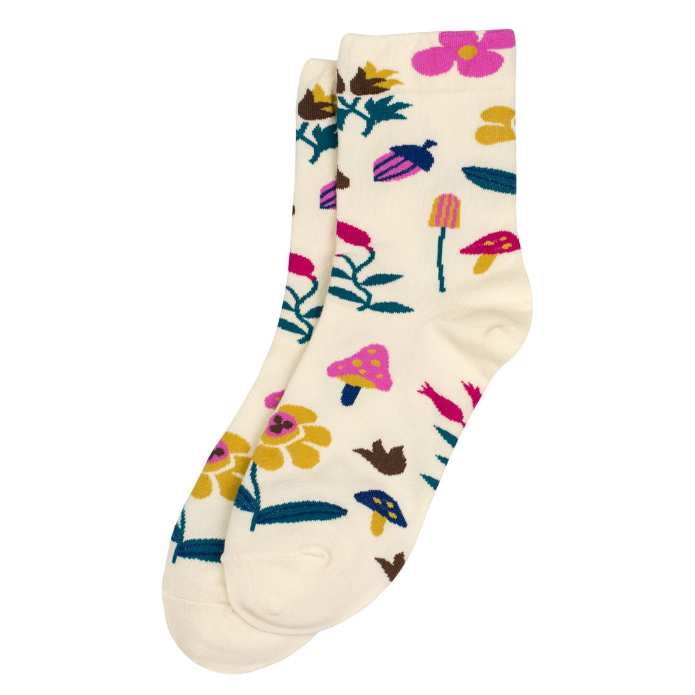 Ladies Woodland Fauna Cream Socks