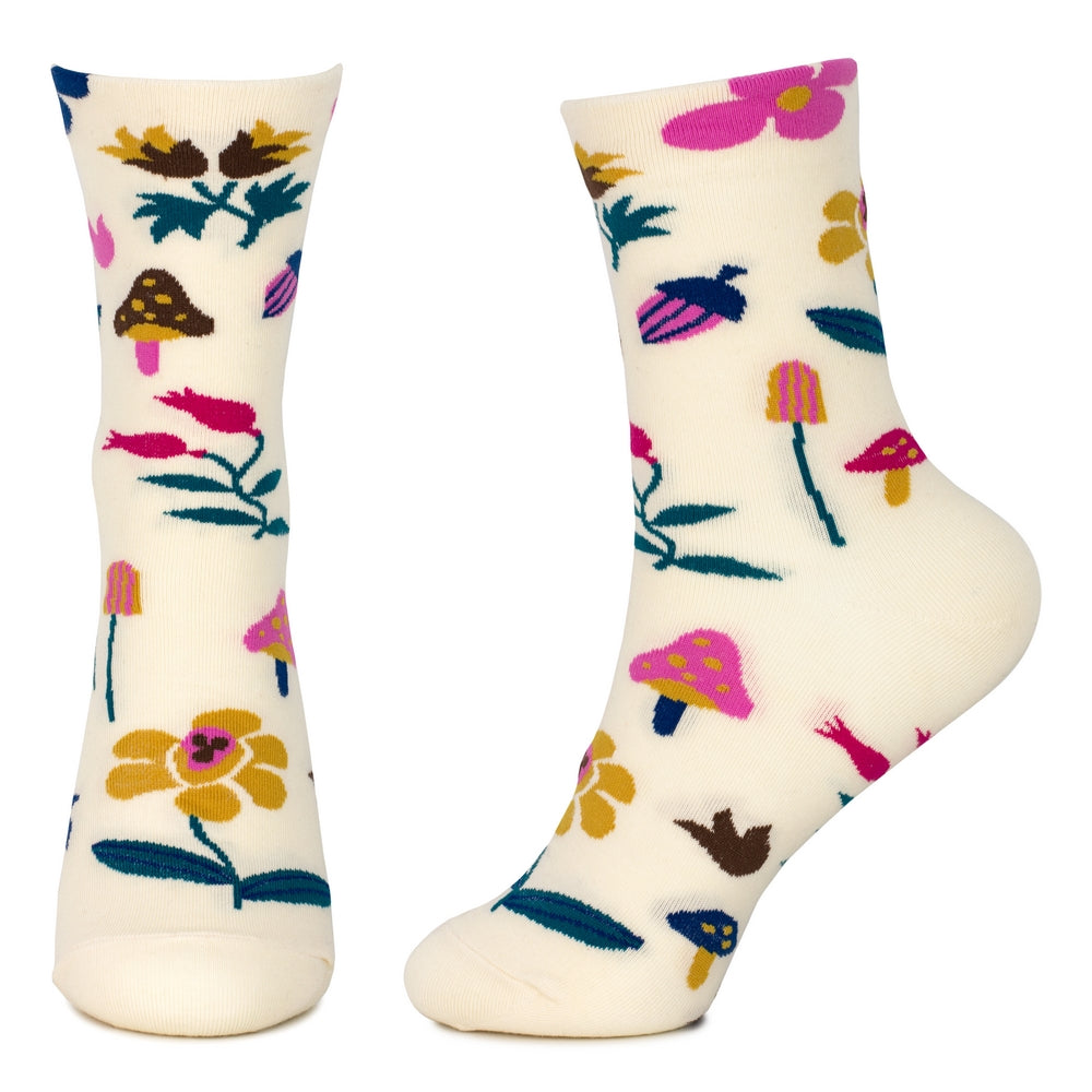 Ladies Woodland Fauna Cream Socks