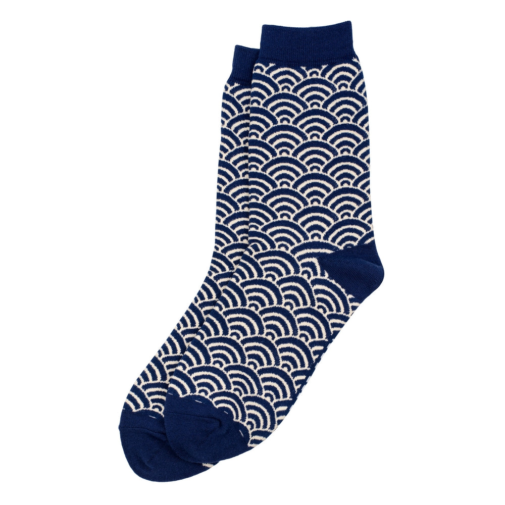 Ladies Japanese Wave Blue Socks