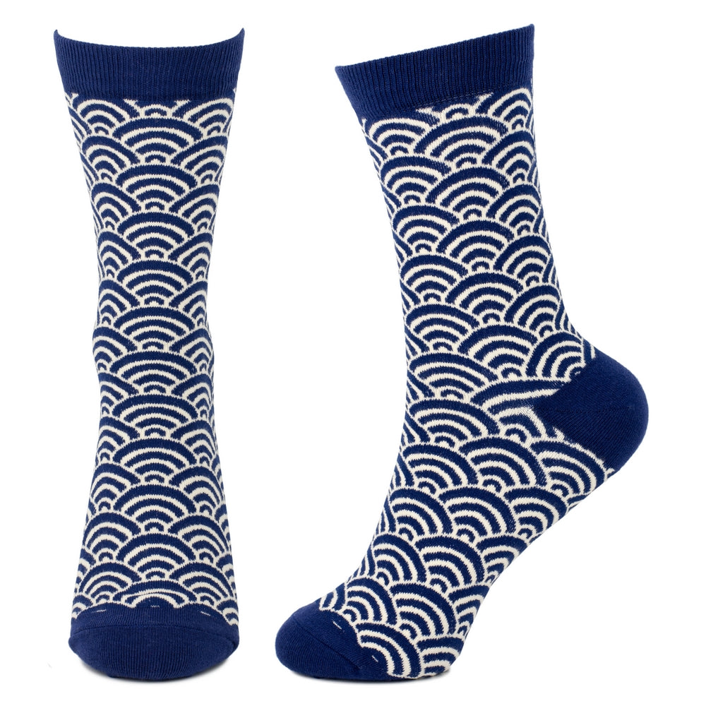 Ladies Japanese Wave Blue Socks