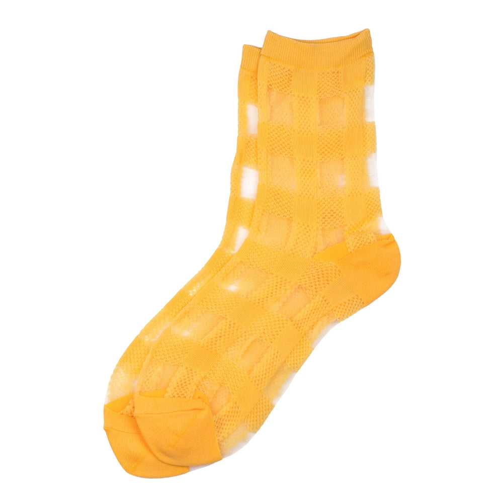 Ladies Sheer Fresh Check Yellow Socks