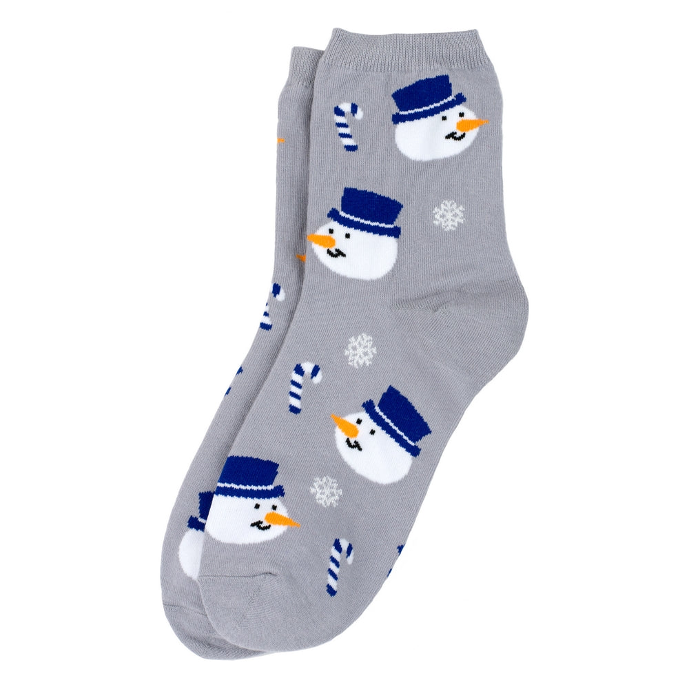 Ladies Candy Cane Snowman Socks – Grey