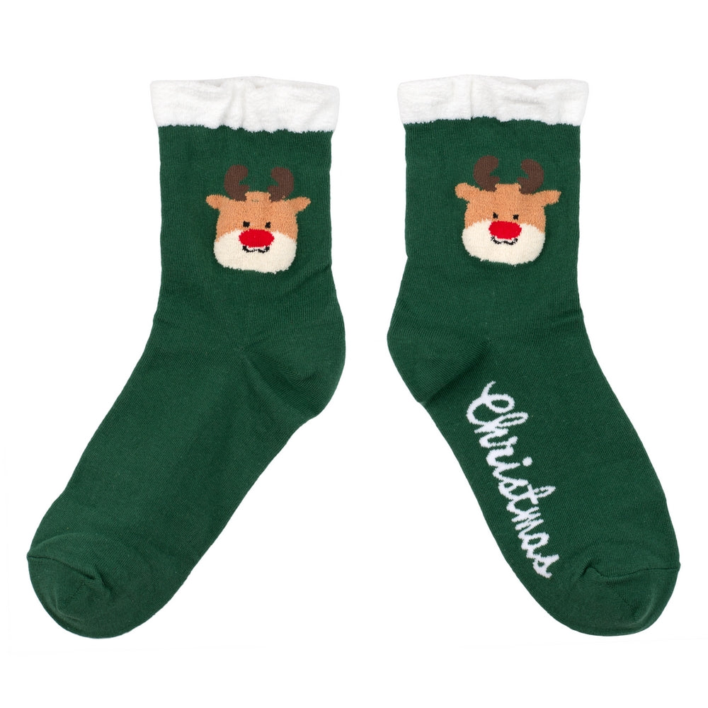 Ladies Reindeer Socks – Green