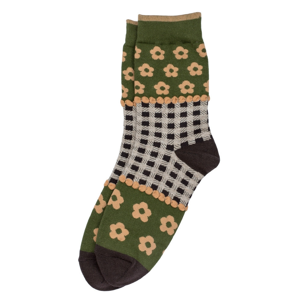 Ladies Artsy Folk Green Socks