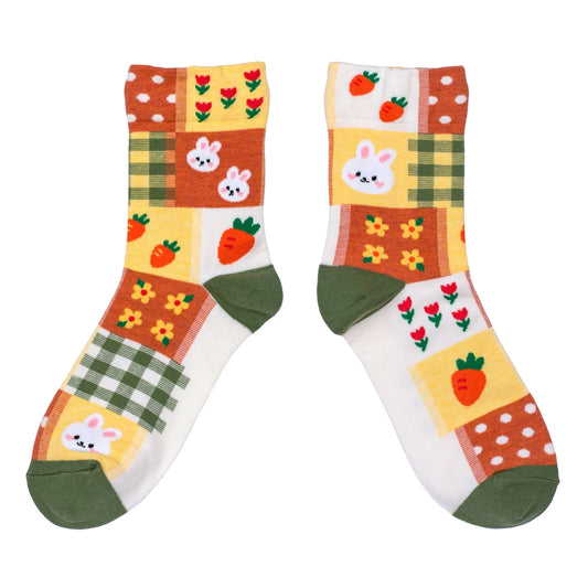 Ladies Patchwork Orange Socks