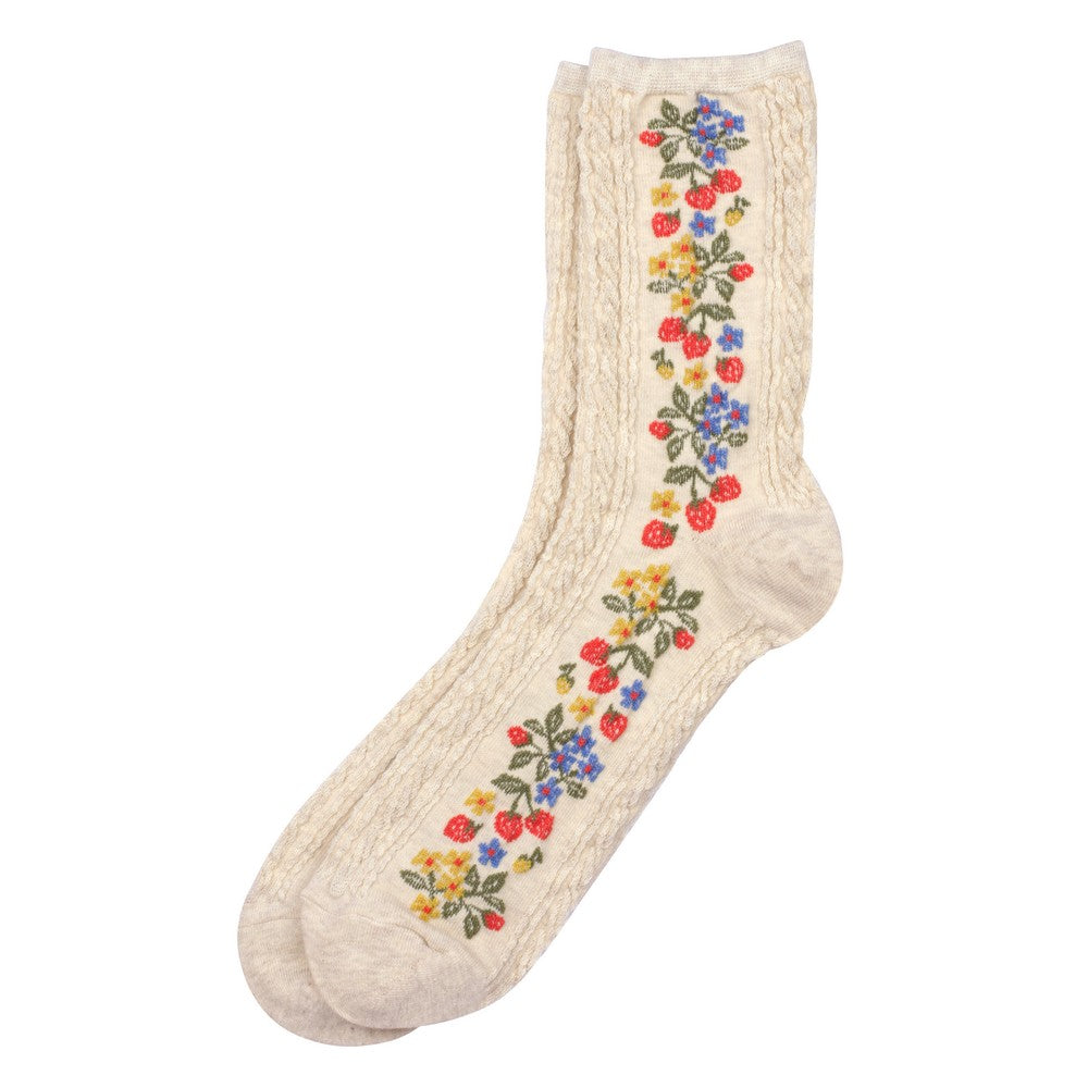 Ladies Strawberry Runners Beige Socks