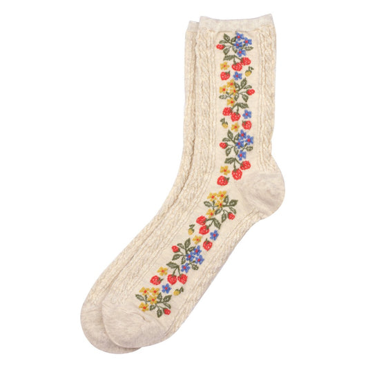 Ladies Strawberry Runners Beige Socks