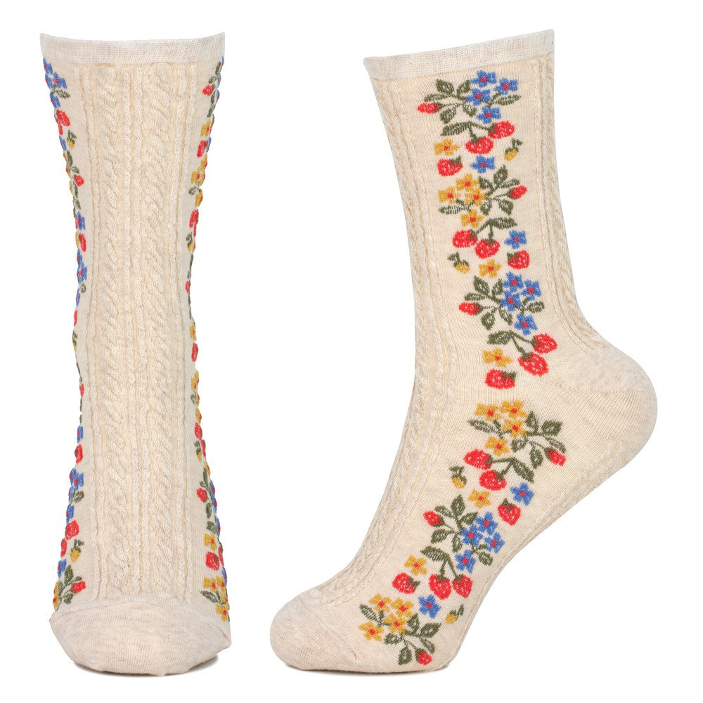 Ladies Strawberry Runners Beige Socks