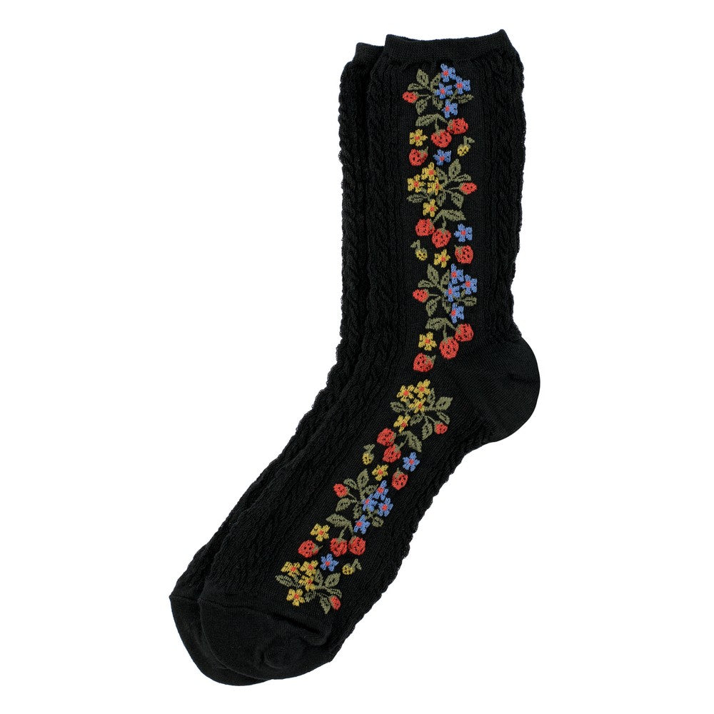 Ladies Strawberry Runners Black Socks