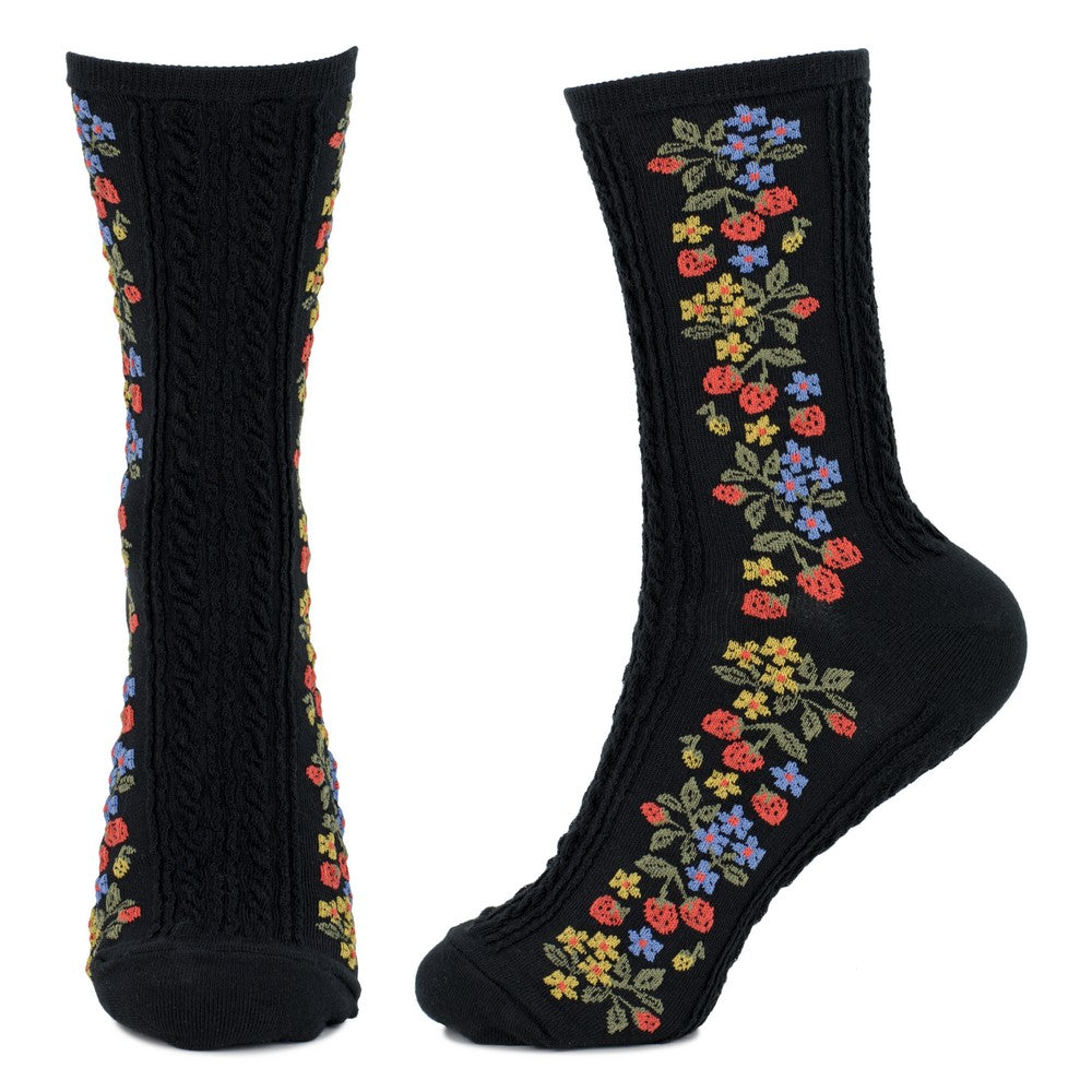 Ladies Strawberry Runners Black Socks