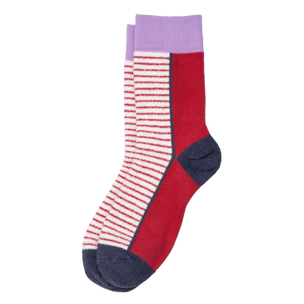 Ladies Fine Stripe Red & Blue Socks