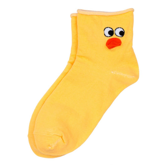 Ladies Big Eye Quackers Yellow Ankle Socks