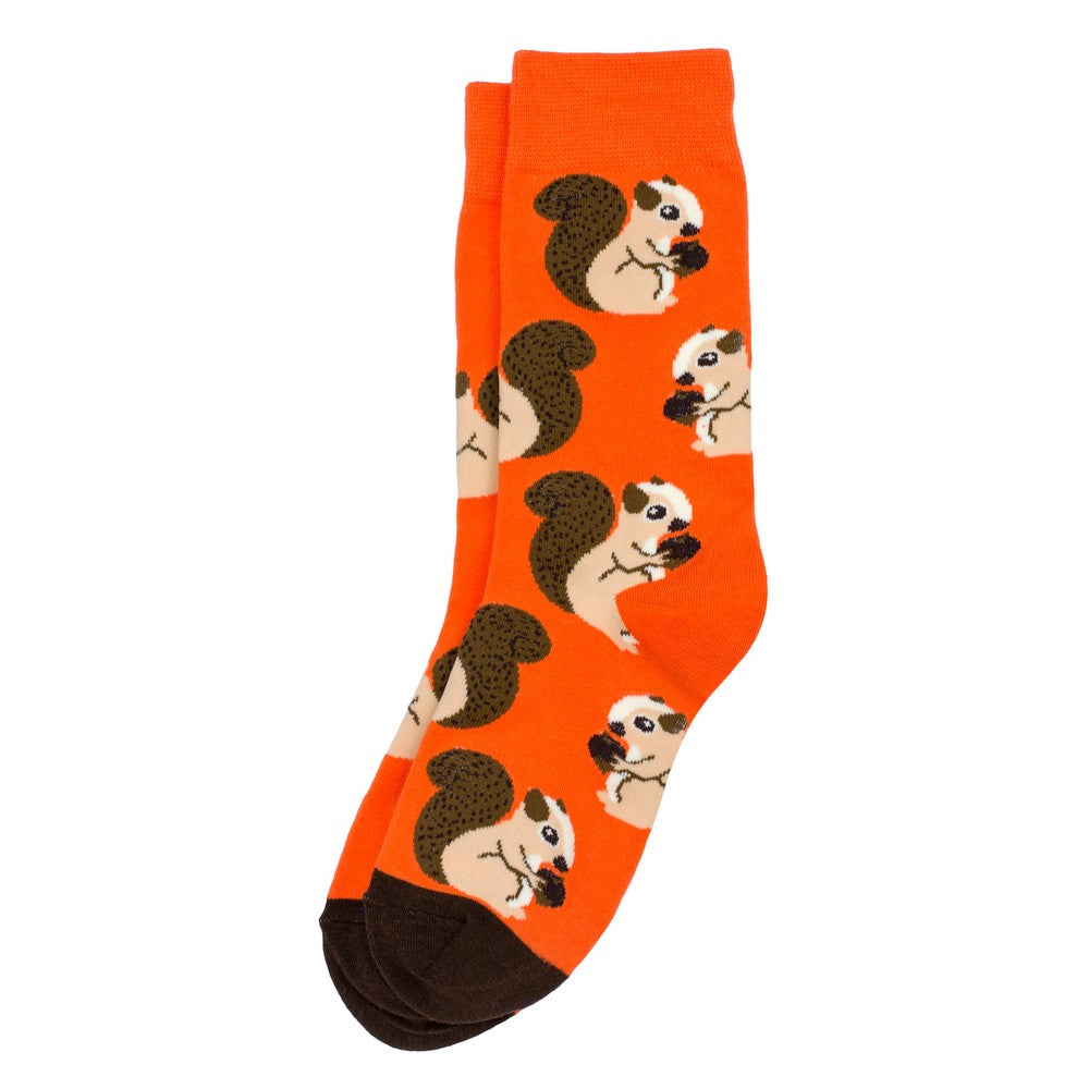 Ladies Squirrel Hibernation Orange Socks