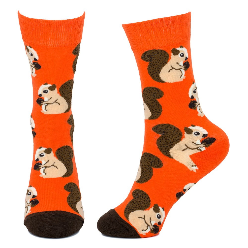 Ladies Squirrel Hibernation Orange Socks