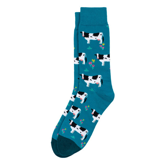 Ladies Friesian Cow Blue Socks