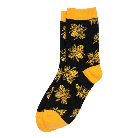 Ladies Bee Illustration Black Socks