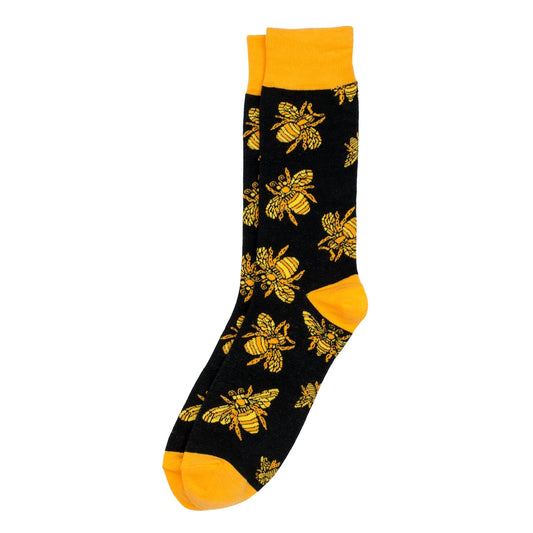 Gents Bee Illustration Black Socks