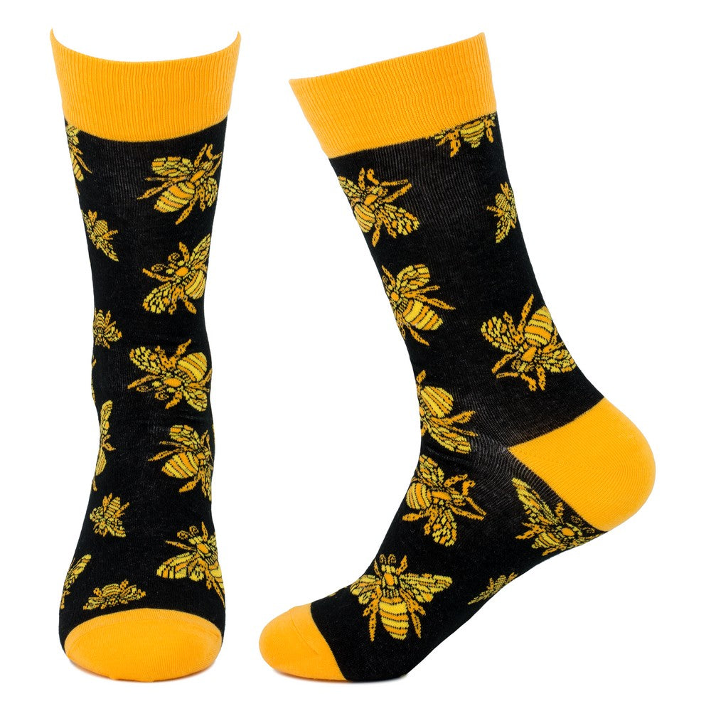 Gents Bee Illustration Black Socks