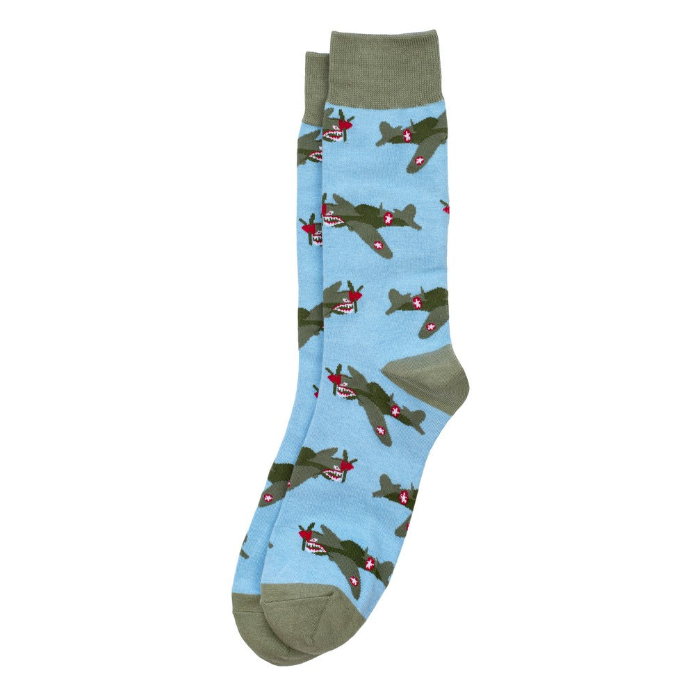 Gents P40 Jaws Airplane Blue Socks