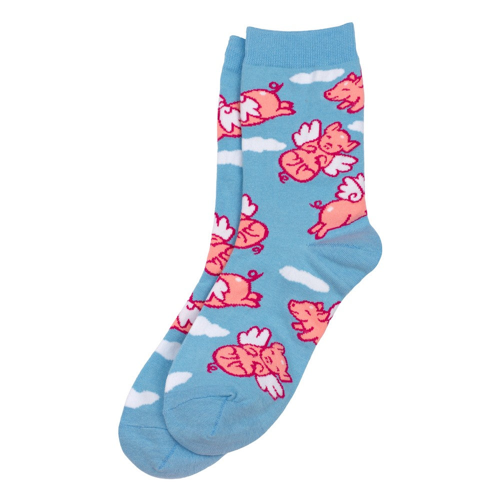 Ladies Flying Pigs Blue Socks