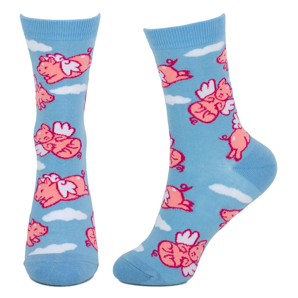 Ladies Flying Pigs Blue Socks