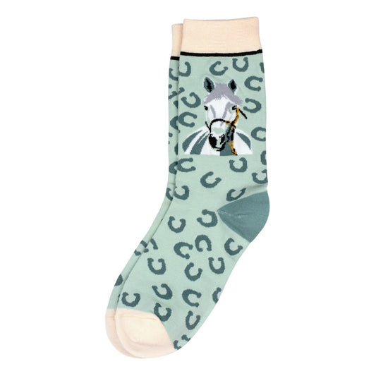 Ladies Horseshoe Mint Green Socks