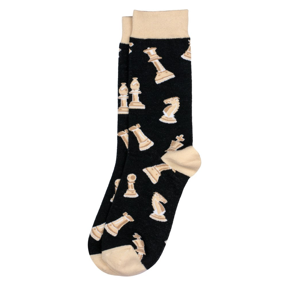 Gents Chess Pieces Black Socks