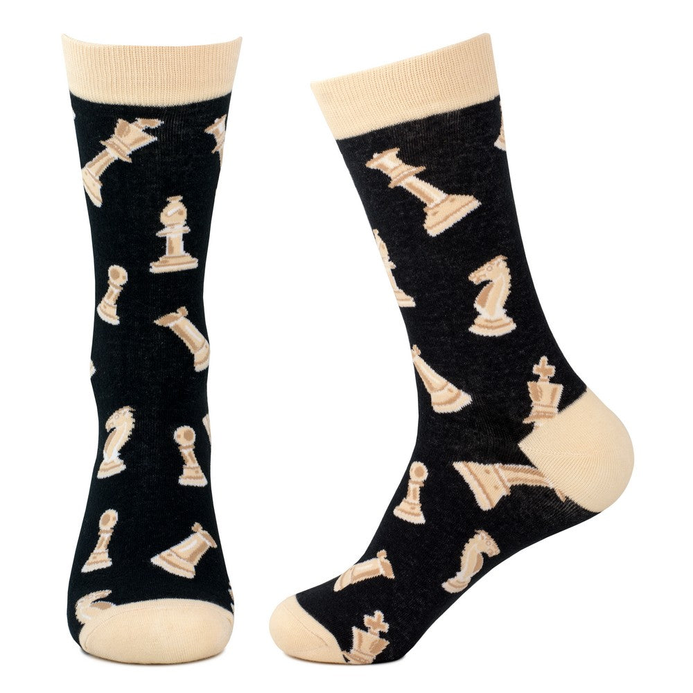 Gents Chess Pieces Black Socks