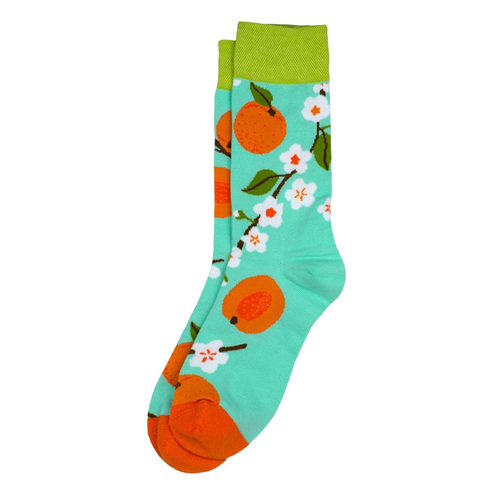 Ladies Peach Blossom Tree Green Socks