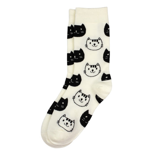 Ladies Black & White Cat Socks