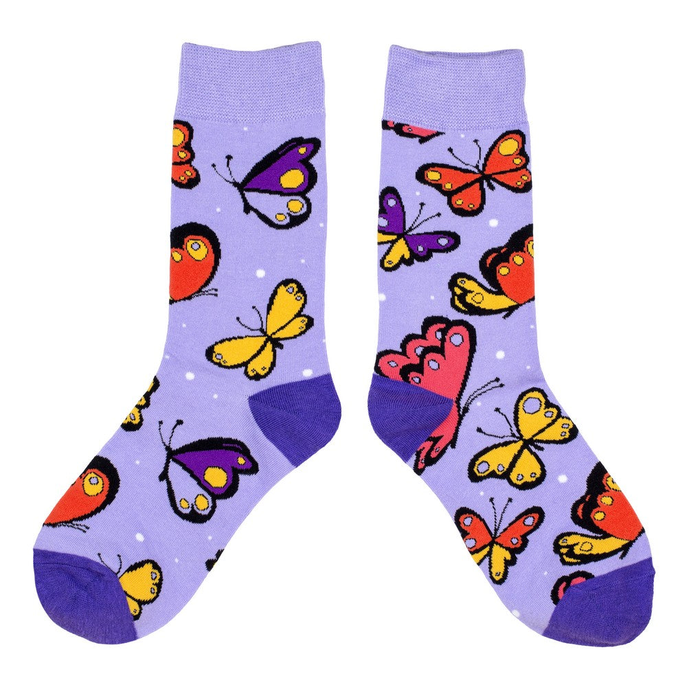 Ladies Fluttering Butterflies Purple Socks