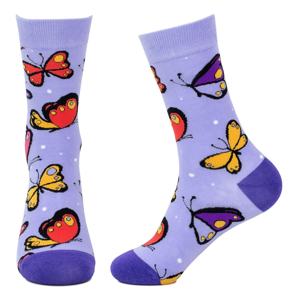 Ladies Fluttering Butterflies Purple Socks