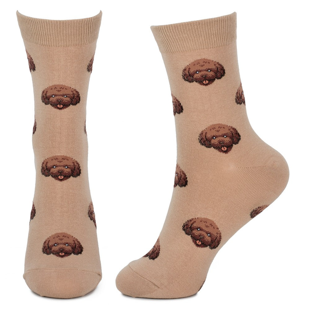 Ladies Mini Dogs Labrador Beige Socks