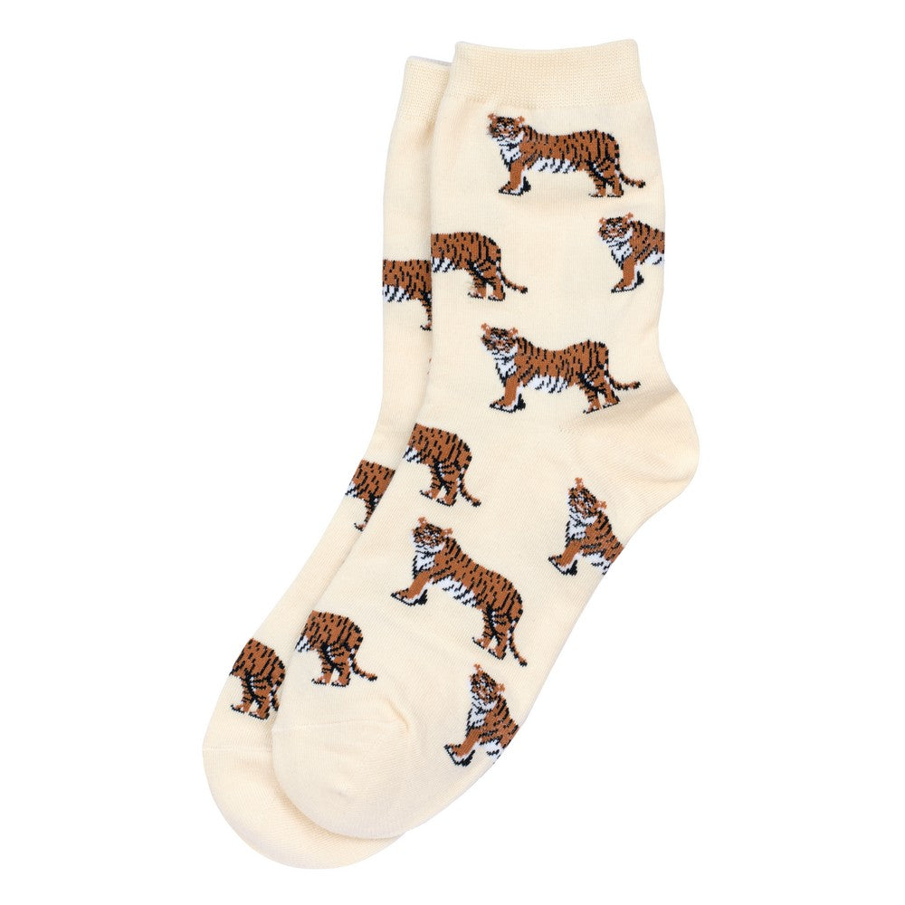 Ladies tiger prowl cream socks made of Cotton & Spandex