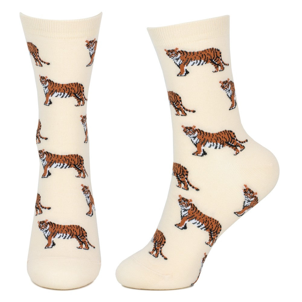 Ladies Tiger Prowl Cream Socks