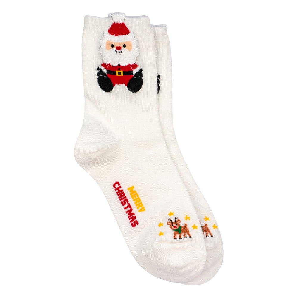 Ladies Merry Christmas Santa Socks – White