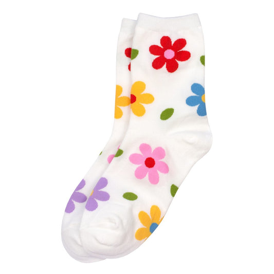 Ladies fresh flower white socks made of Cotton & Spandex