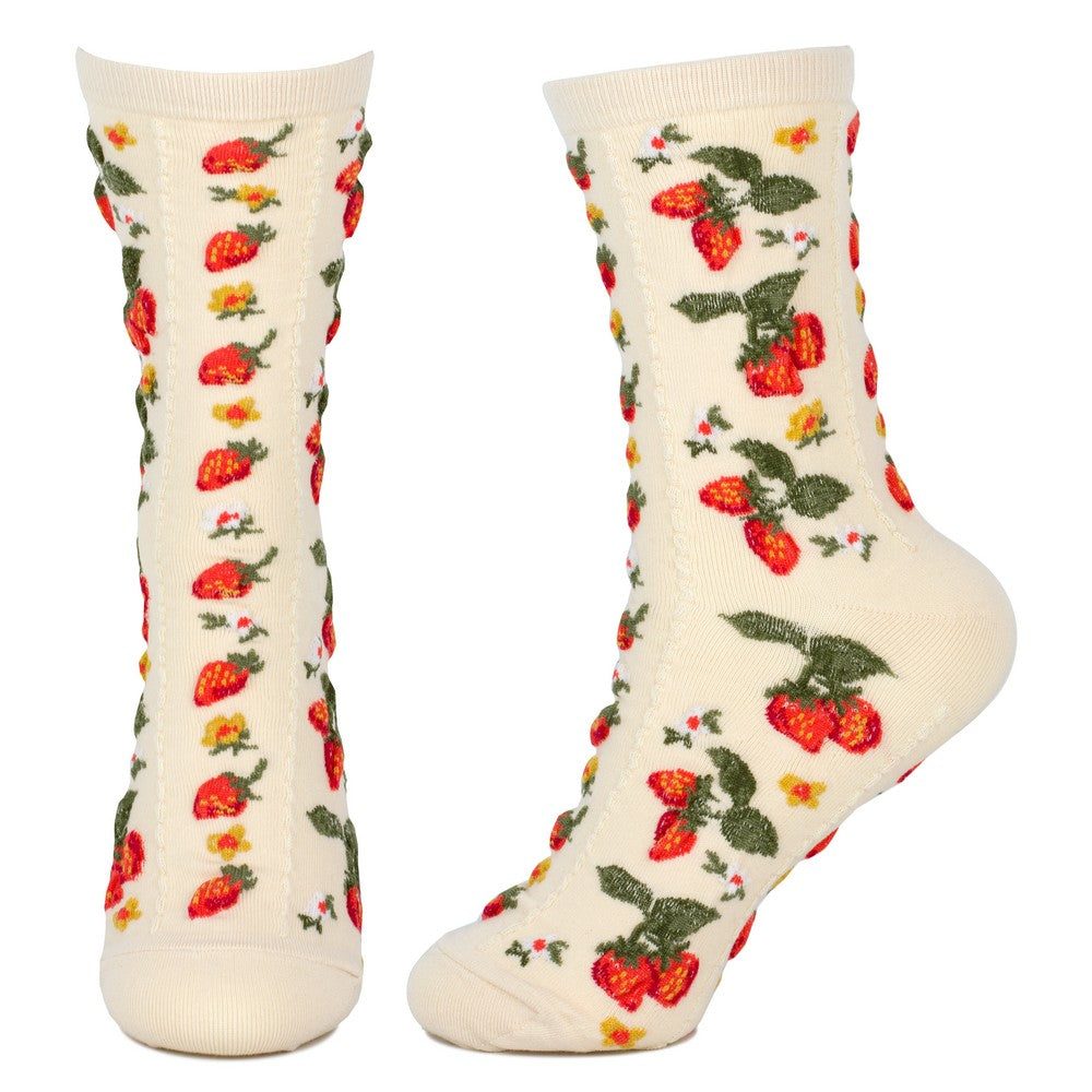 Ladies Vintage Strawberry Beige Socks