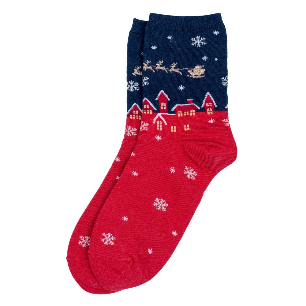Ladies Holy Night Socks – Navy Blue & Red